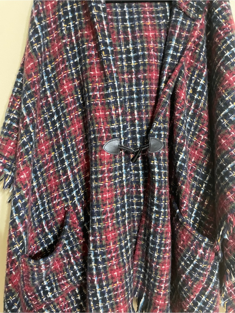 Torrid Hooded Ruana Plaid Poncho One Size - Picture 3 of 6